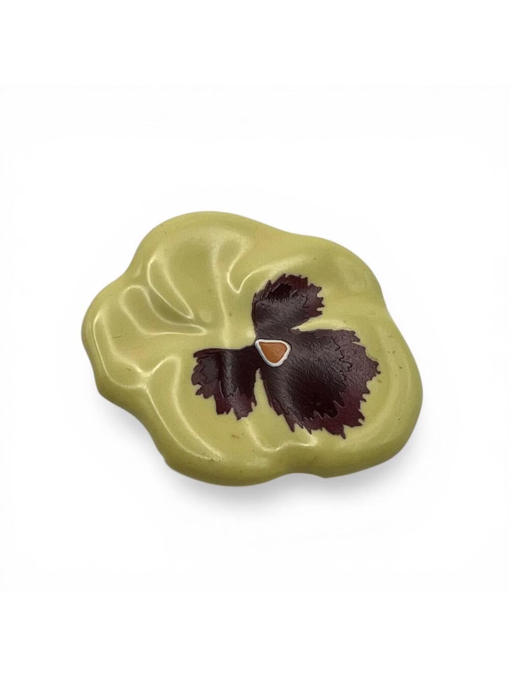 Avon Vintage Ceramic Pansy Flower Pin Brooch